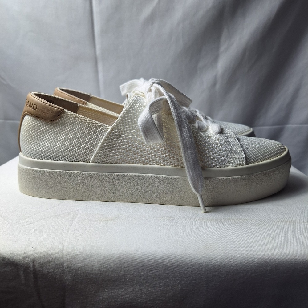 LUCKY BRAND "Tenuda" Sneaker Sz 6M White Breathable Knit Lace-Up Tan Heel Tab - Picture 6 of 10
